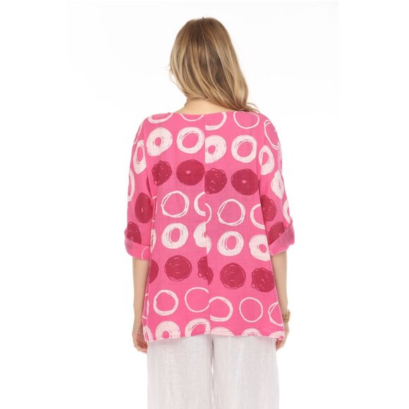 Fuchsia Circular Patterned Boat Neck Top - Picture 6 of 7